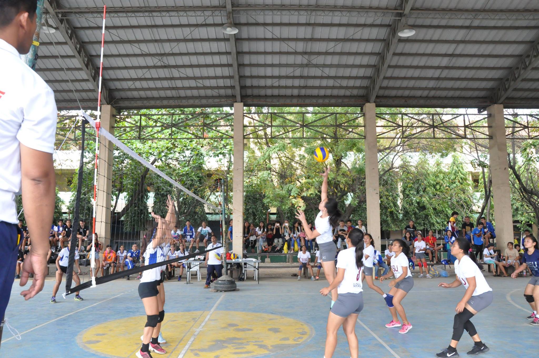 Students playing volleyball